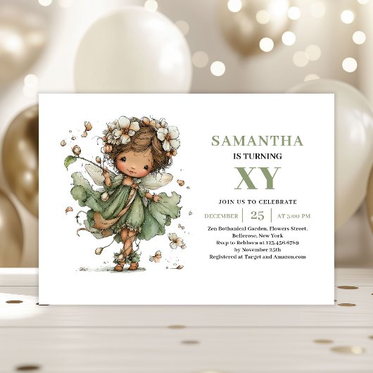 Faire invitation d'anniversaire vert sauge de peti