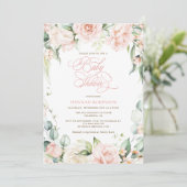 Faire invitation de baby shower à floraison rose é (Debout devant)