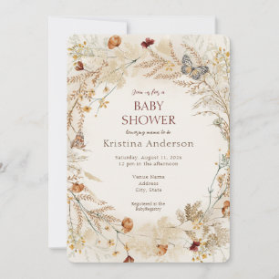 Faire invitation de baby shower automne fleur sauv