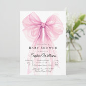 Faire invitation de baby shower avec un nœud rose (Debout devant)