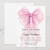 Faire invitation de baby shower avec un nœud rose (Devant / Derrière)