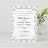Faire invitation de baby shower Chevron blanc et g (Debout devant)