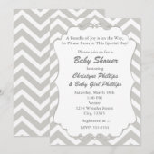 Faire invitation de baby shower Chevron blanc et g (Devant / Derrière)