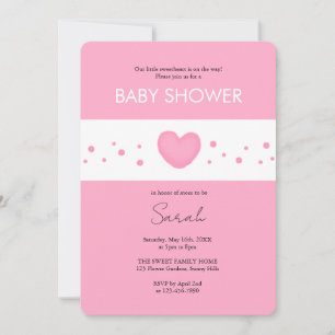 Faire invitation de baby shower cœur rose