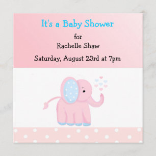 Faire invitation de baby shower éléphant rose