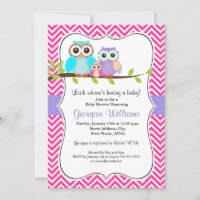Faire invitation de Baby Shower Fille Chouette / R