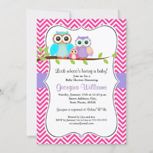 Faire invitation de Baby Shower Fille Chouette / R