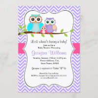 Faire invitation de Baby Shower Fille Chouette Ros