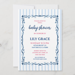 Faire invitation de baby shower I Rayures & marine