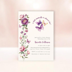 Faire invitation de baby shower Papillon Lavande