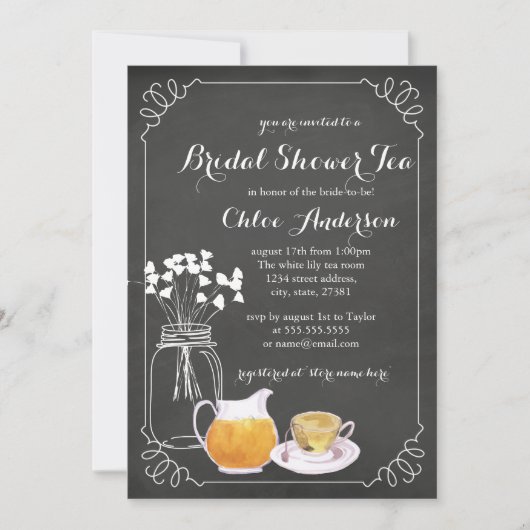 Faire invitation de bains de mariée élégant tablea (Devant)