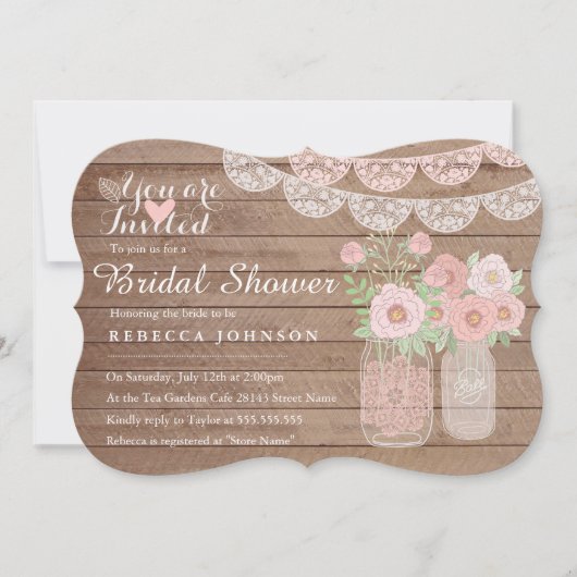 Faire invitation de bains de mariée en pot Mason e (Devant)