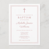 Faire invitation de baptême à bordure rose poudrée (Devant)