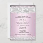 Faire invitation de baptême à dentelle rose et cro (Devant)
