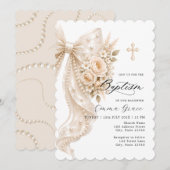 Faire invitation de baptême au ruban de perle et a (Devant / Derrière)