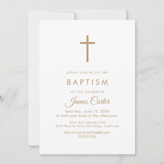 Faire invitation de baptême avec croix en typograp (Devant)