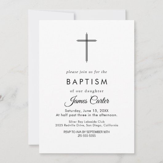 Faire invitation de baptême avec croix en typograp (Devant)