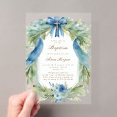 Faire invitation de baptême croix florale bleue (In situ (ordinateur de poche))