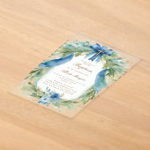 Faire invitation de baptême croix florale bleue (Poser)
