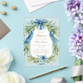 Faire invitation de baptême croix florale bleue (Insitu (Mariage))