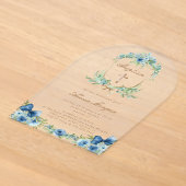 Faire invitation de baptême croix florale bleue él (Poser)