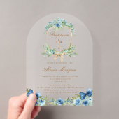 Faire invitation de baptême croix florale bleue él (In situ (ordinateur de poche))
