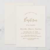 Faire invitation de baptême en crème avec calligra (Devant / Derrière)
