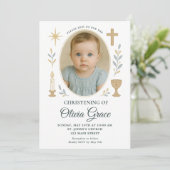 Faire invitation de baptême en or pour fille (Debout devant)