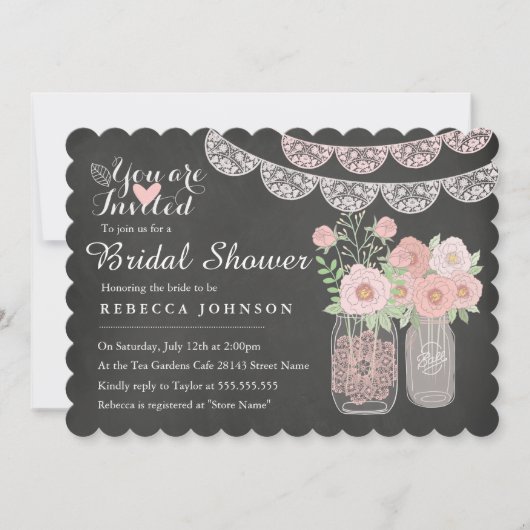 Faire invitation de bapteme en pot de Mason et tab (Devant)