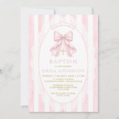 Faire invitation de baptême fille avec ruban rose  (Devant)