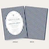 Faire invitation de baptême garçon rayé bleu marin