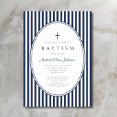 Faire invitation de baptême garçon rayé bleu marin