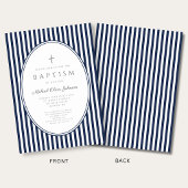 Faire invitation de baptême garçon rayures bleu ma