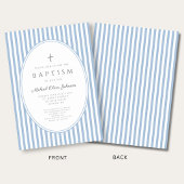 Faire invitation de baptême garçon rayures bleues