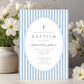 Faire invitation de baptême garçon rayures bleues