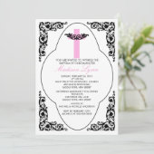 Faire invitation de baptême noir et rose (Debout devant)