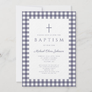 Faire invitation de baptême pour garçon à carreaux