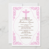 Faire invitation de baptême rose (Devant)