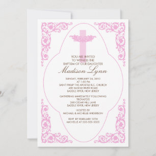 Faire invitation de baptême rose