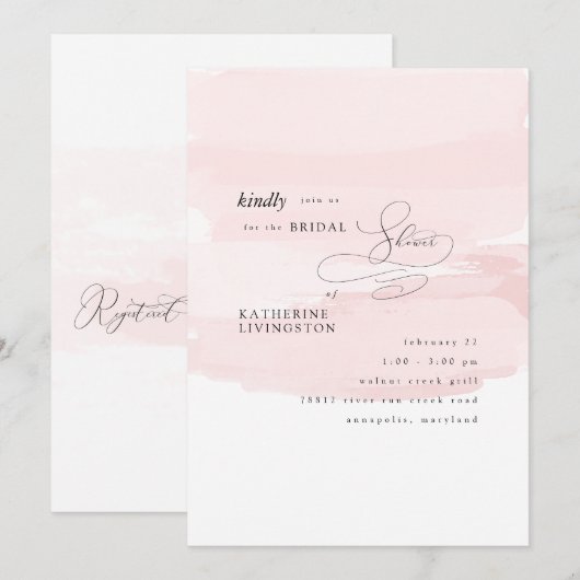 Faire invitation de douche de mariée Blush Splash (Devant / Derrière)