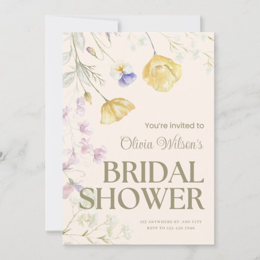 Faire invitation de douche de mariée florale (Devant)
