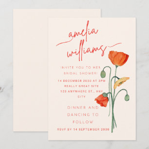 Faire invitation de douche de mariée florale Poppy