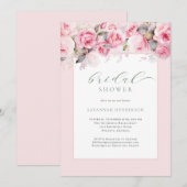 Faire invitation de douche de mariée florale rose (Devant / Derrière)