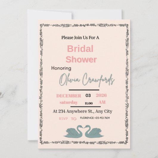 Faire invitation de douche de mariée – Moderne per (Devant)
