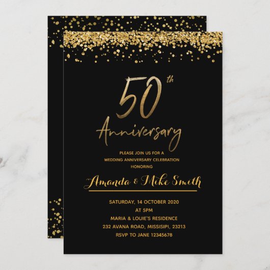 Faire invitation de fête d'anniversaire de mariage (Devant / Derrière)