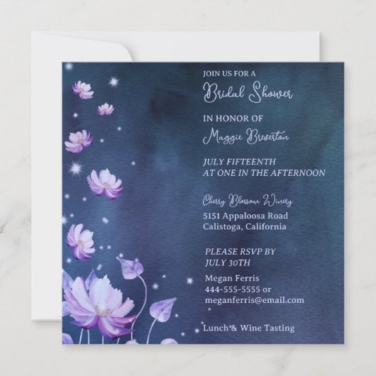 Faire Invitation de Fête de Mariage aux Fleurs Vio (Devant)