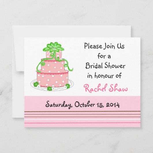 Faire invitation de gâteau rose pour la douche de (Devant)