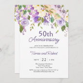 Faire invitation de mariage 50 ans en violet (Devant / Derrière)