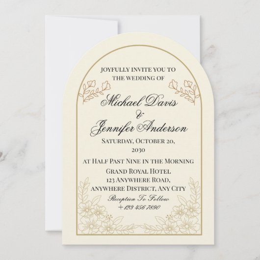 Faire invitation de mariage à arche florale (Devant)
