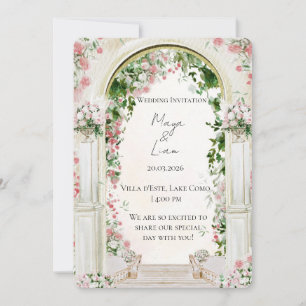 Faire invitation de mariage à arche florale romant